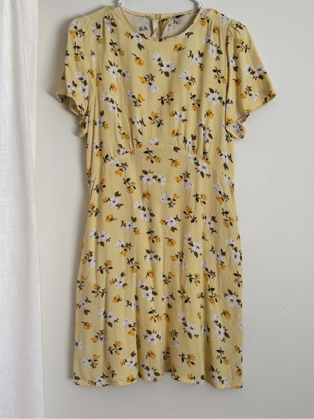 Old Navy Yellow Floral Short Sleeve Mini Dress